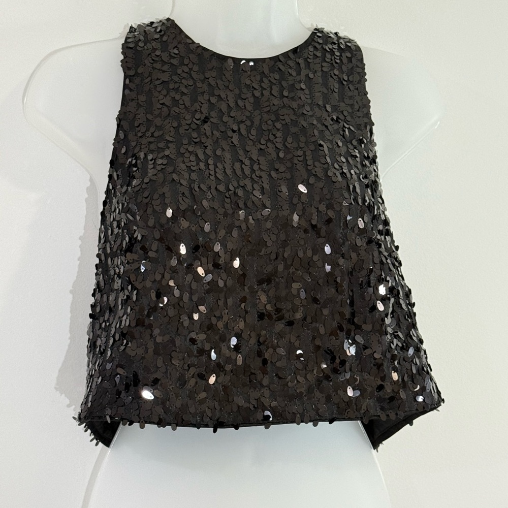 H&M Black Sleeveless Sequin Crop Top